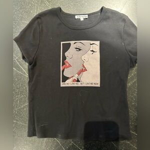 Reformation Black Tee with Artistic Graphic